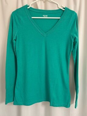 Mossimo Supply Co. Teal V-Neck Long Sleeve Shirt